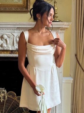 Park & Fifth Carlton Mini Dress in Ivory Size Large New